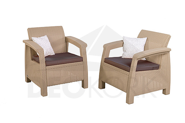 Kerti rattan készlet CORFU DUO (homok)