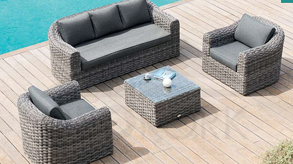 Rattan készlet BORNEO LUXURY 5 fő számára (szürke)