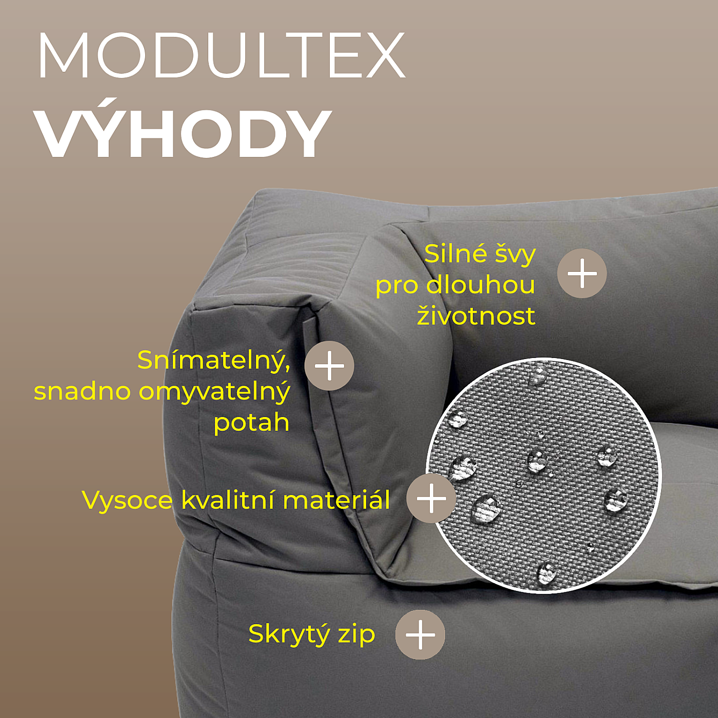 MODULTEX textil moduláris szett 7 személyes (szürke-barna) termék 2. képe