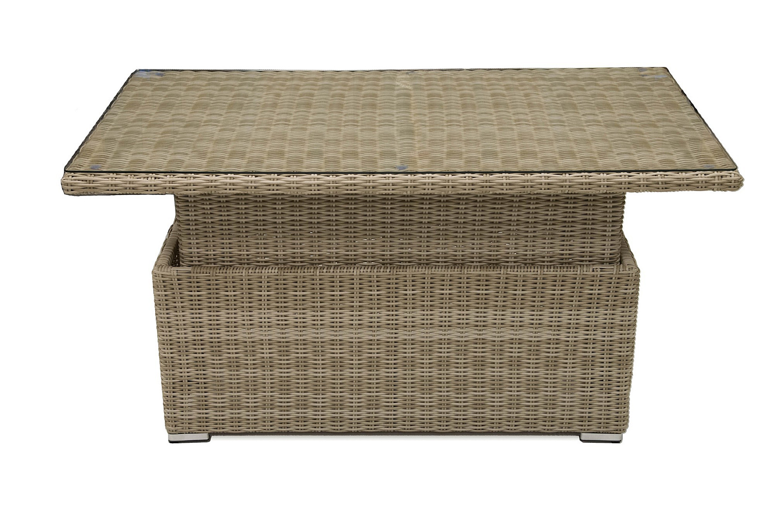 Kihúzható rattan étkezőasztal / tároló 140 x 80 cm SEVILLA (bézs) termék 2. képe