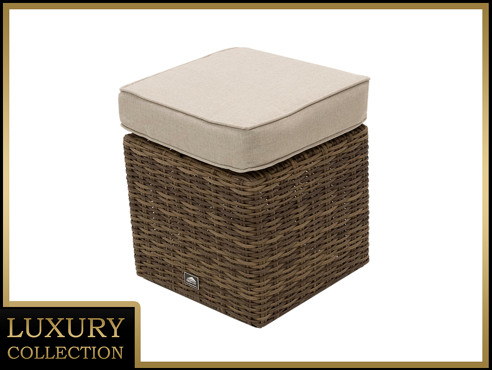 Rattan puff 40 x 40 cm BORNEO LUXURY (barna) akciós termékkép 1