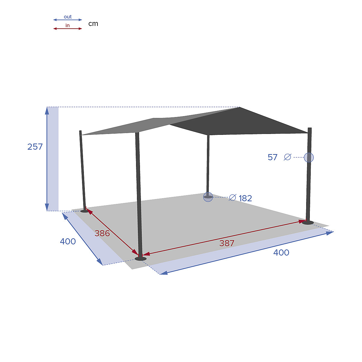 Kerti fém pavilon CANBERRA 4x4 m termék 2. képe