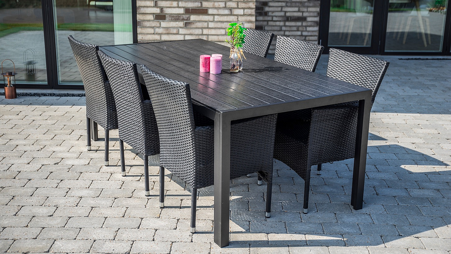 Kerti rattan szett PALERMO 1+6 (különböző hosszúságú) asztal 150x90 cm termék 2. képe