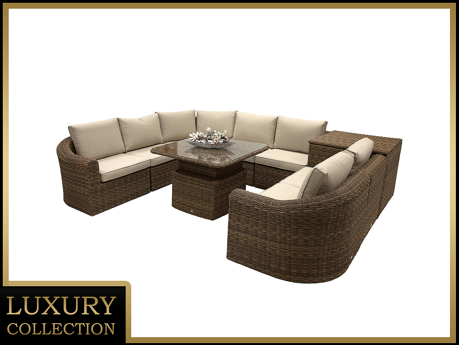 Rattan moduláris készlet BORNEO LUXURY 7 személyes (barna)